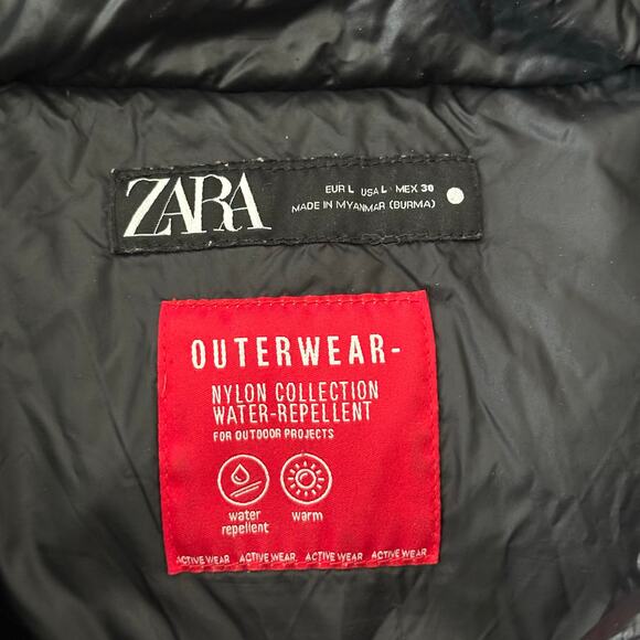 Zara Women's Outerwear Nylon Water-Repellent Puffer Gilet Vest Black - Picture 4 of 4